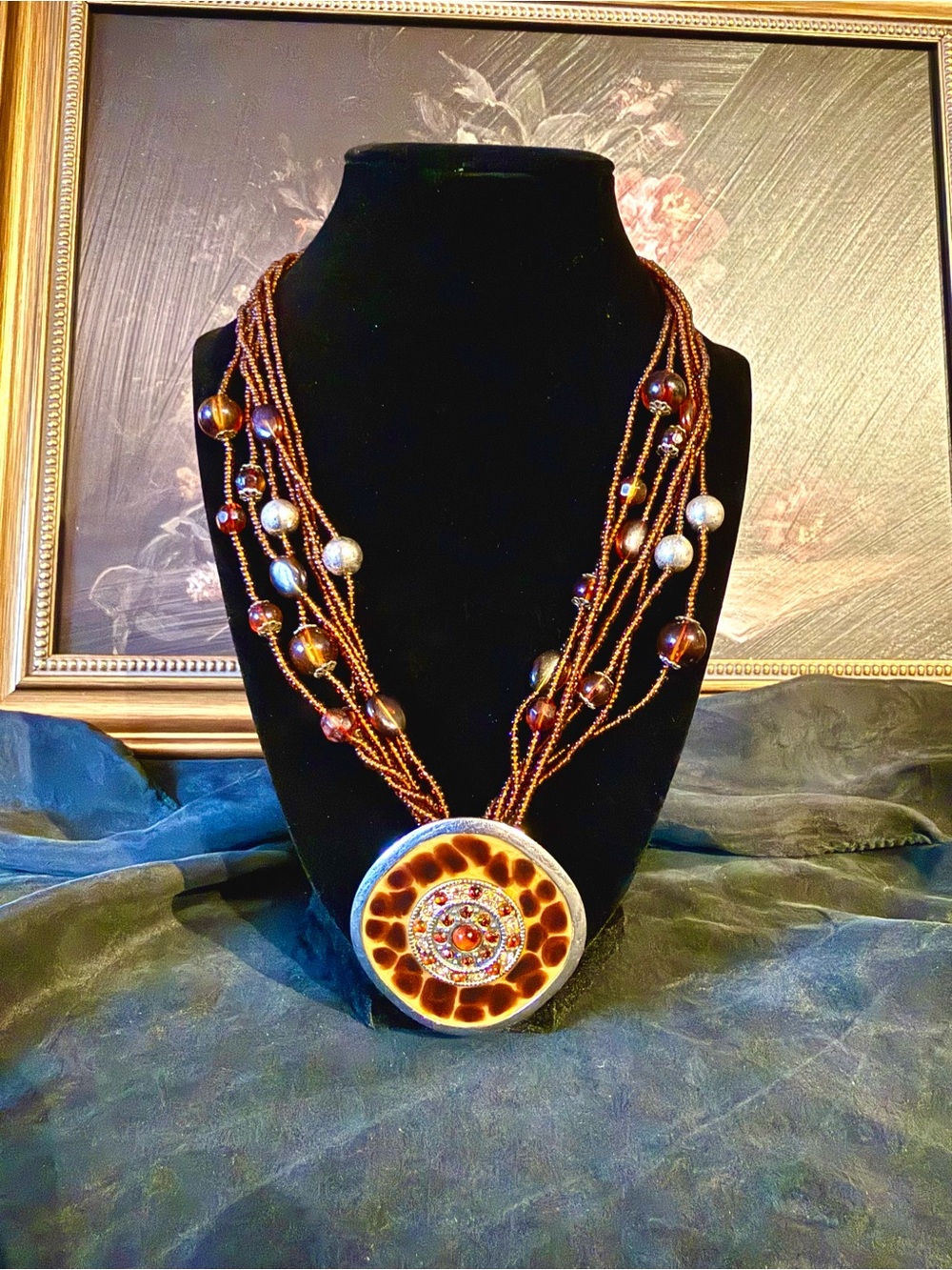 Multi-Strand Brown Beaded Statement Necklace